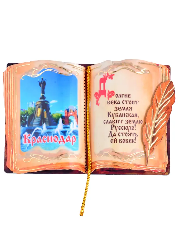 Магнит Краснодар Книга вид 1 (дерево) (7,5см) 2852609 — 1