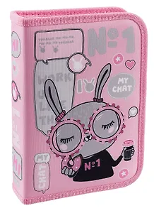 Пенал 1 отделение "В модном чате" 20*14, ткань/картон