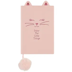 Записная книжка А6 48л лин. "КОШЕЧКА" розов.мягк.переплёт, тиснение фольгой, ляссе с помпоном, инд.уп. 257977