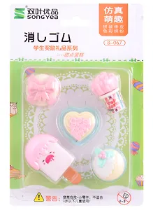 Набор ластиков (5шт) "Sweet heart", ассорти, блистер