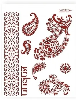 Трафарет пластиковый многоразовый Бордюр индийский с огурцами (8х43) (Б-10) 2340544