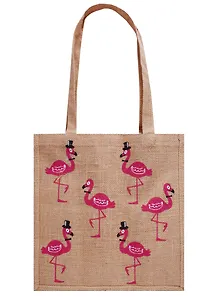 Сумка джутовая S Фламинго (30х30х18) (12-Eline-1-S)