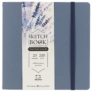 Скетчбук  для акварели «Waterfall Nature», синий, 20 листов, 19 х 19 см