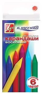 Мелки восковые 06цв "Классика" круглые, к/к, подвес, Луч