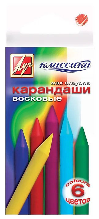 Мелки восковые 06цв "Классика" круглые, к/к, подвес, Луч 214584 — 1