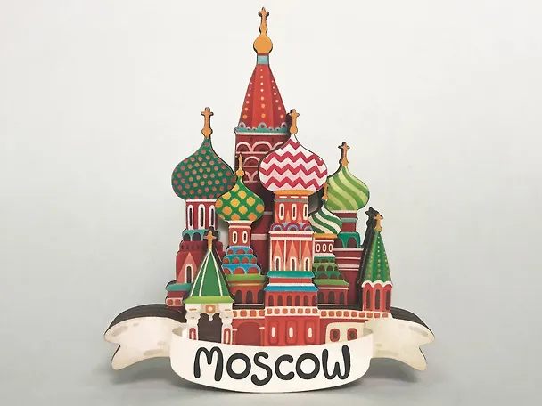 Магнит 3D из дерева Собор Василия Блаженного (Москва) (3D005) 3107697 — 1