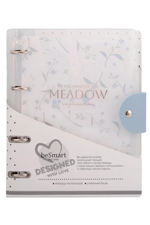 Тетрадь в клетку Meadow. Голубой, 120 листов, на кольцах, InFolio 3151370 — 1