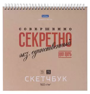 Скетчбук 240*240 30л "Совершенно секретно" 160г/м2, тв. обложка, спираль, крафт и черн. офсет — 2988984 — 1