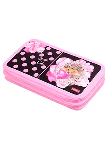 Пенал школьный 2отд. "Ёжик в горошек" 19*11см, лам.картон, молния, выб УФ лак