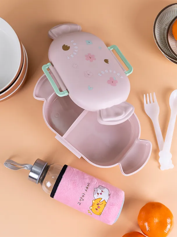 Набор Бутылка в чехле велюр Kawaii Котики Enjoy the little things (стекло) (300мл) (12-07599-KWI2)+Ланч-бокс Кролик Kawaii 1000мл (пластик) (20х13х7) (12-34435-LB5) 3086773 — 10