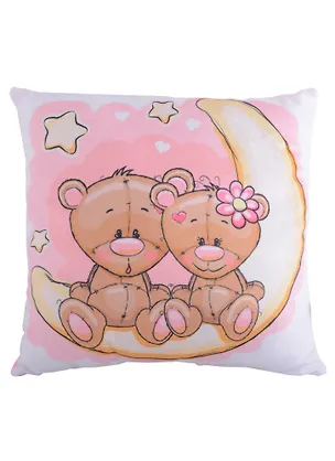 Подушка-игрушка "Мишки на луне, розовая" 2899757