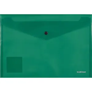 Папка-конверт А4 на кнопке "Fizzy Classic" непрозрачн.пластик, зеленый, Erich Krause