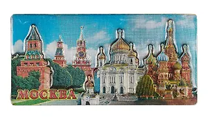 Магнит двойной фольга под смолой Москва.Кремлевская стена-ХВБ-ХХС (025-22-19K36)