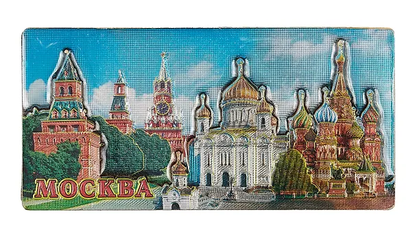 Магнит двойной фольга под смолой Москва.Кремлевская стена-ХВБ-ХХС (025-22-19K36) 3050006 — 1