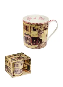 Кружка Парижское Кафе (400 мл) (M-400 Cafe) (костяной фарфор) в подарочой коробке GiftLand