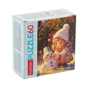 Пазл 60 элементов "Девочка и снеговичок" 16,5х23см