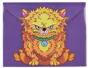 Папка-конверт А4 на кнопке "Сердитый кот", двуст.печать