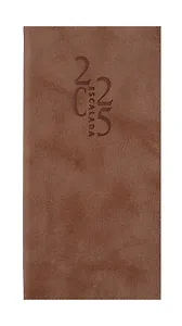 Еженедльник дат. 2025г. 64л 80x165 "Тиволи глосс", бежевый, карманный, вертик, кожзам, мягк.переплет, блинт.тиснение, пантон. срез, офсет, ляссе