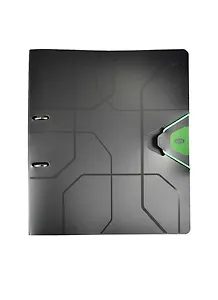 Папка 2кольца А4 35мм "Stila Accent" черный пластик, зеленая резинка, stila