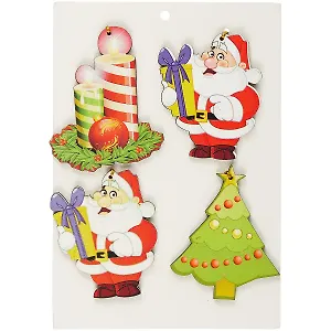 Набор из 4-х новогодних подвесок (2 деда мороза+ель+свечи) (728598) (Сима-Ленд)