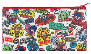 Пенал-косметичка "Brawl Stars" белая, полиэстер, на молнии, 204*105 мм