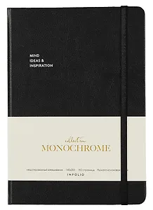 Ежедневник недат. А5 96л "Monochrome" черный, тв.переплет, резинка, тонир.блок, шелкограф., ляссе