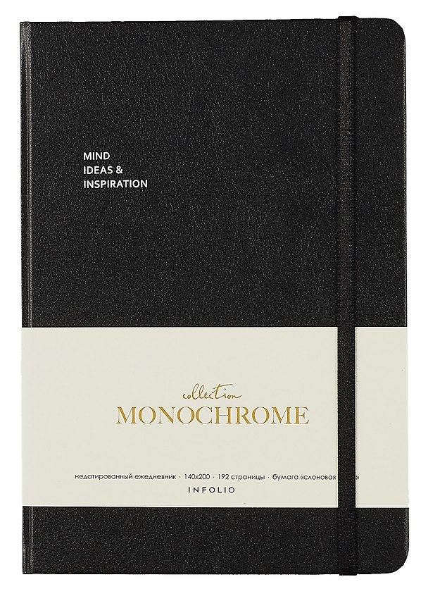 Ежедневник недатированный «Monochrome» А5, чёрный, 96 листов, экокожа, InFolio 2994829 — 1