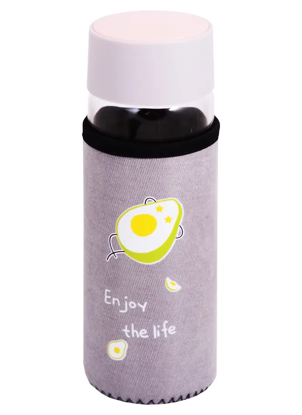 Бутылка в чехле велюр Авокадо Enjoy the life (стекло) (350мл) (12-7599-BSQ-200) 2820153 — 1