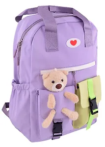 Рюкзак "Bear" сиреневый, с игрушкой