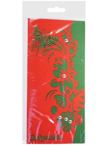 Открытка ДК Поздравляем Красные цветы на зеленом фоне