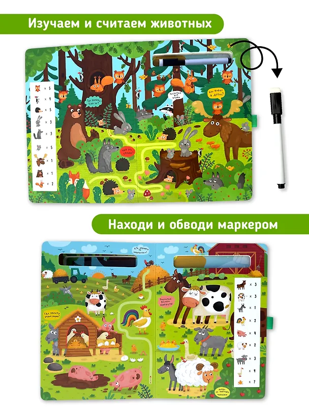 Книга Найди и обведи. Многоразовая развивающая книга с маркером () — 4