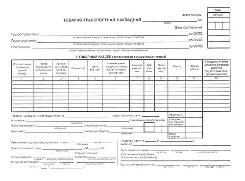 Бланк «Товарно-транспортная накладная», 100 листов, А4 306179 — 1
