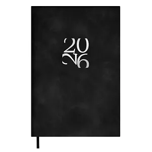 Ежедневник дат. 2026г. А6 120л "Бейбискин" черный, кожзам, мягк. переплет, тисн. фольгой, офсет, справ.мат-лы, ляссе, инд.уп