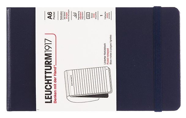 Записная книжка A6 92л лин. "Portrait Pocket" тв.обл., цвет синий неви, Leuchtturm1917 3166564 — 1