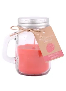 Свеча ароматическая в стеклянной баночке с ручкой Для волшебной атмосферы (клубника)
