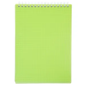 Блокнот А5 80л кл. "LINE NEON" зеленый, пласт.обл, спираль