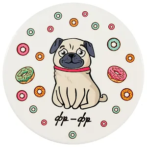 Подставка под кружку Мопс фр-фр (керамика) (11 см) (ПВХ бокс)