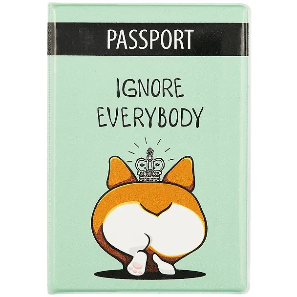 Обложка для паспорта Корги с короной Ignore everybody (ПВХ бокс) (ОП2019-229) 2774794 — 1
