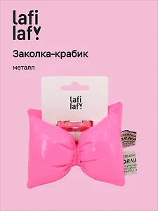 Заколка-крабик дутая Бантик (фуксия, металлик) (PU) (12см) (12-2025093-11) (Lafilaf)
