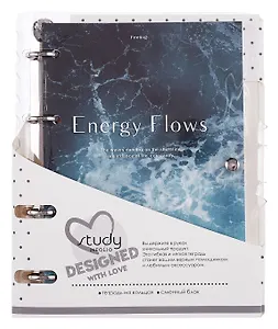 Тетрадь 120л кл. "Energy", синий, на кольцах, прозр.пластик, шелкография