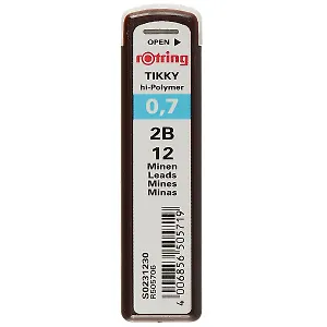Грифели 0,7мм 12шт "Rotring Tikky" 2В, Rotring