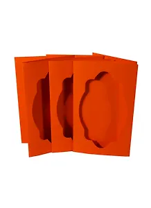 ФРИДЕКОР Набор открыток тройных с овал.фигур.окошком цв."мандариновый" 3шт. card3-1-240