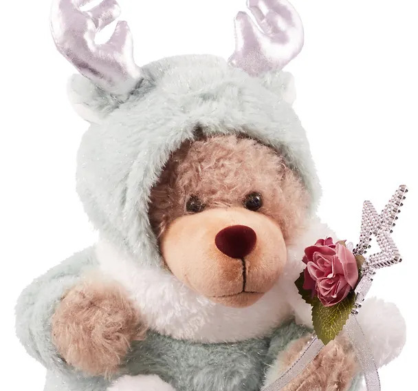 Мягкая игрушка Новогодний Мишка в костюме оленя (пластик, ткань) (20х40) 3131338 — 6