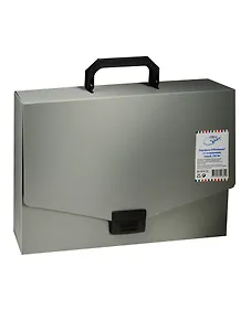 Портфель А4 пластик 0,7мм, серый, на замке, с ручкой, Спейс