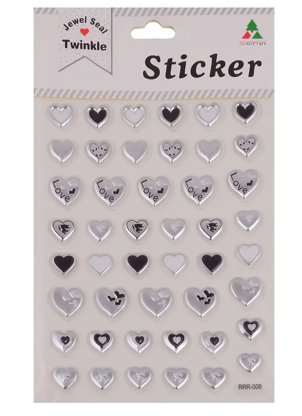 Наклейки PVC Сердца, микс 2688649 — 1