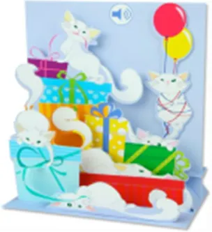 3D открытка Вечеринка кошек (Party Cats) (музыка) (SS012) 2384696