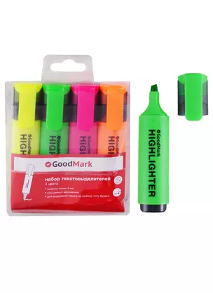 Текстовыделители GoodMark, 4 цвета 1-4 мм — 241506 — 1