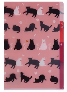 Папка-уголок А6 с разделителями "Коты", 4 раздела