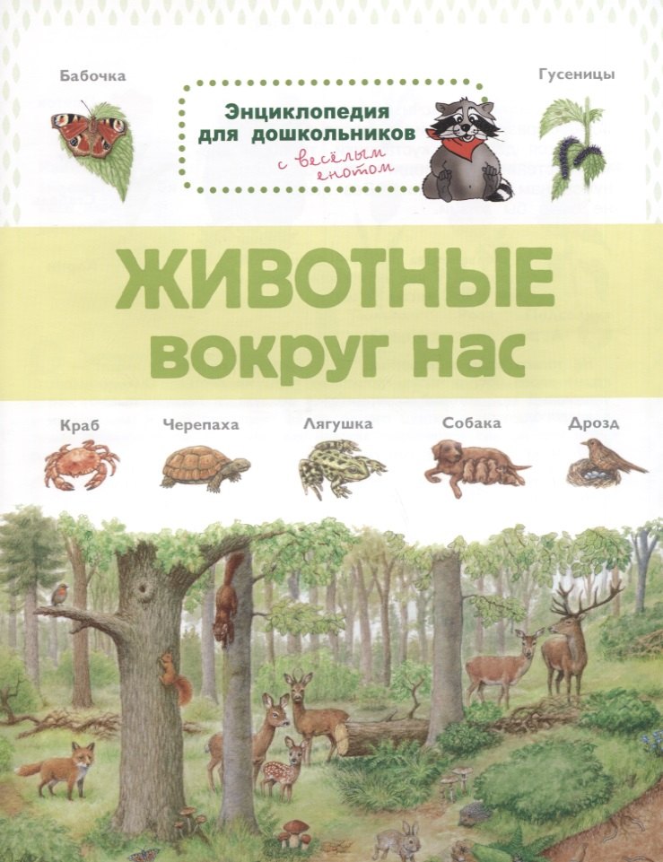 

Животные вокруг нас. Энциклопедия для дошкольников с веселым енотом