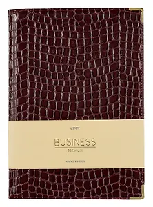 Книга для записей А4 100л кл. "BUSINESS PREMIUM. Iguana (бордо)" иск.кожа, поролон, мет.уголки, тонир.блок. зол.торец, 2 ляссе, инд.уп.
